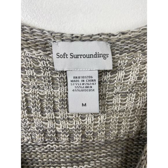Soft Surroundings Crossover Wrap Sweater Womens M Long Sleeve V Neck Linen Gray - Picture 5 of 11